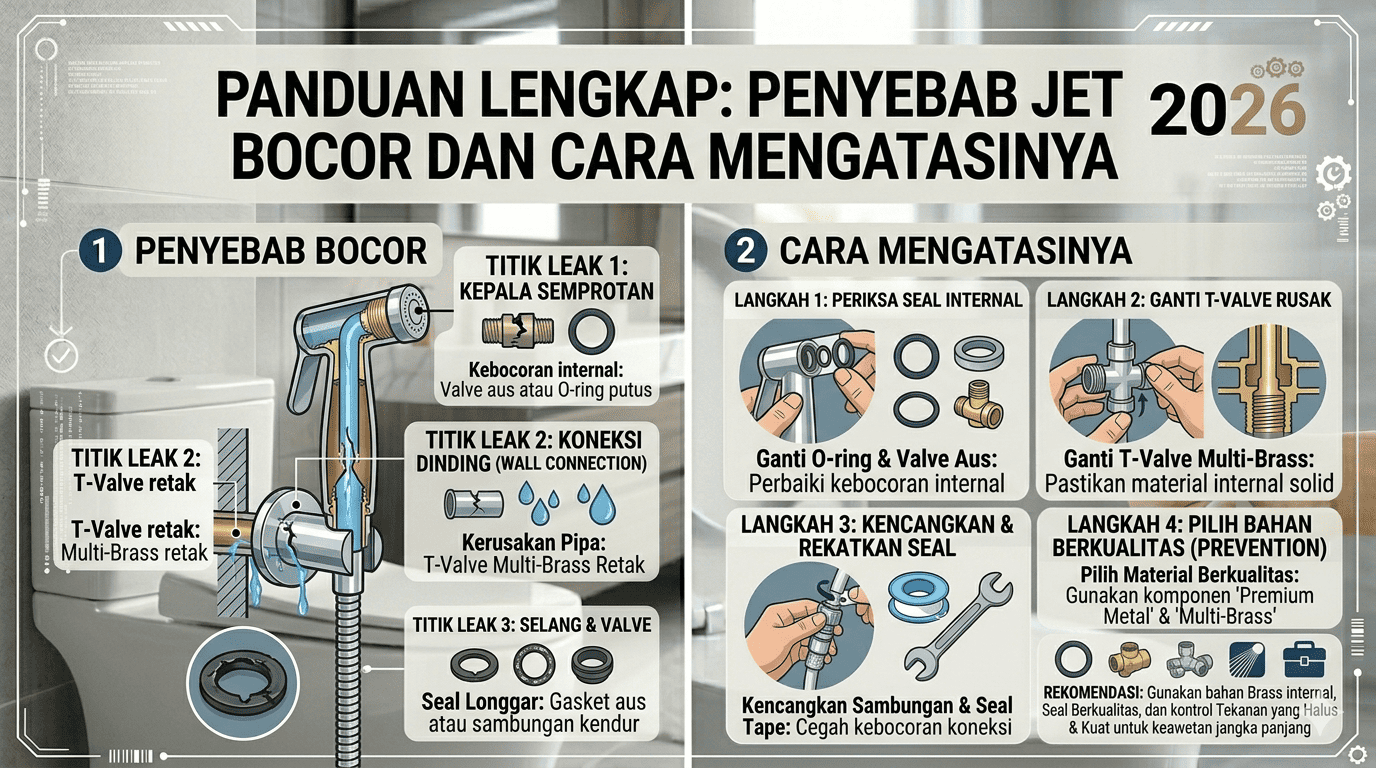 Penyebab Jet Shower Bocor dan Cara Mengatasinya