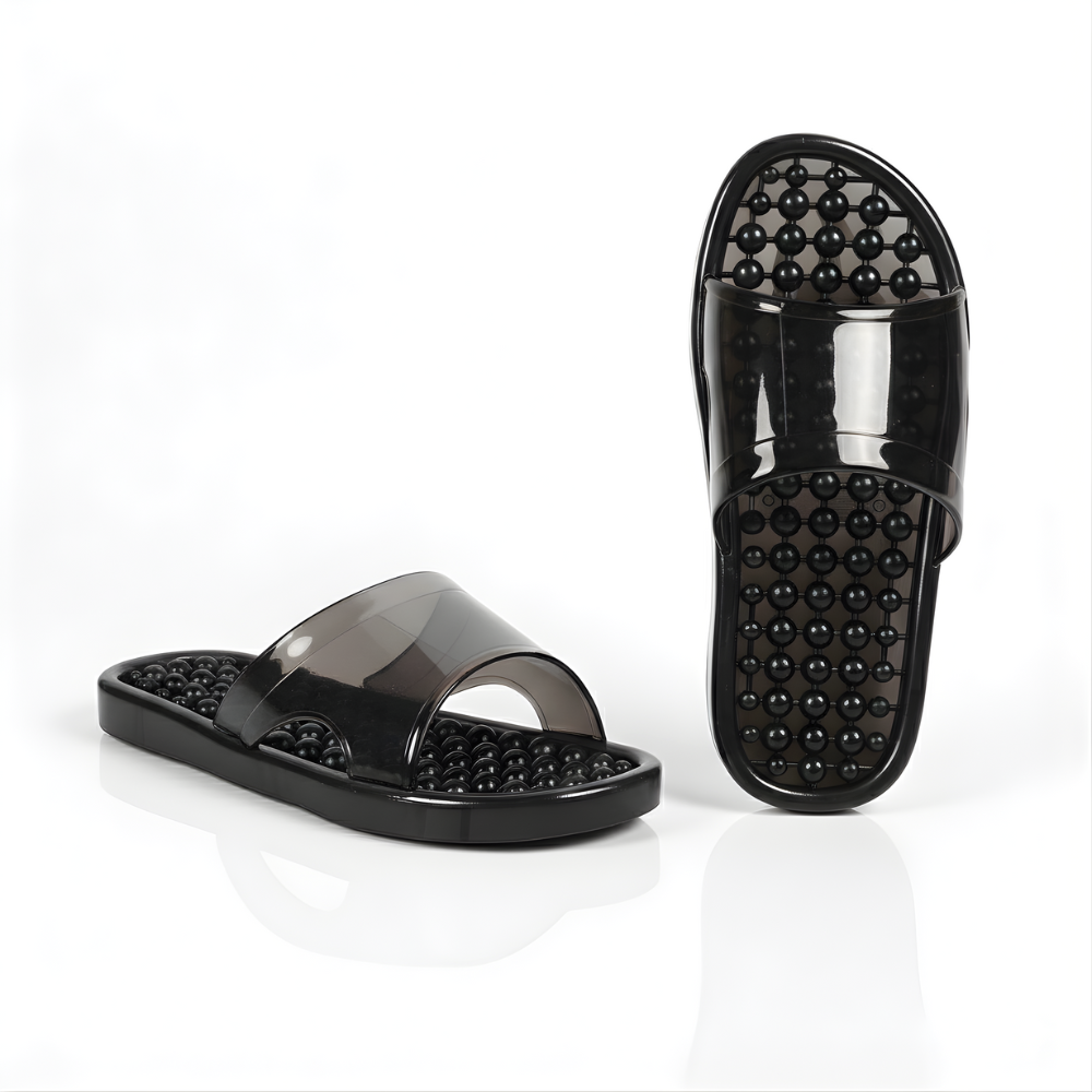 SSBO Sandal Pijat Refleksi Terapi Hitam – Sandal Kesehatan Elegan, Anti Selip & Nyaman Dipakai Harian