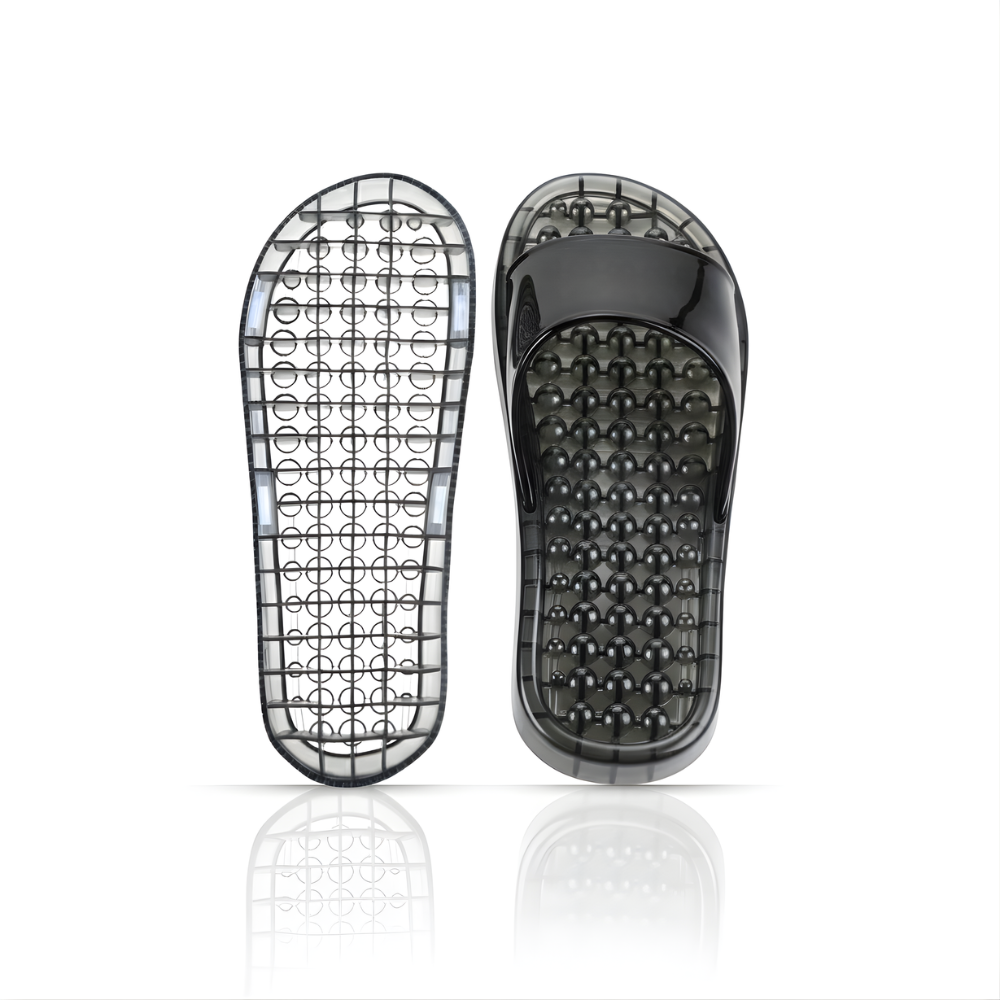 SSBO Sandal Pijat Refleksi Terapi Hitam – Sandal Kesehatan Elegan, Anti Selip & Nyaman Dipakai Harian