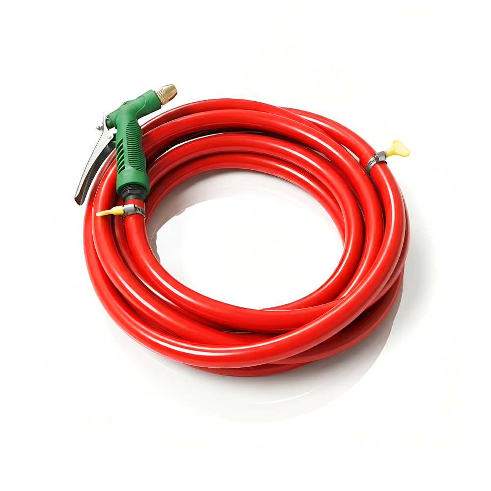 Selang Air Elastis 1,5 mm SSBO ½, ⅝, ¾ Inch + Nozzle Water Gun + 2 Klem Pengunci – Fleksibel, Kuat, Tahan Tekanan & Siap Pakai