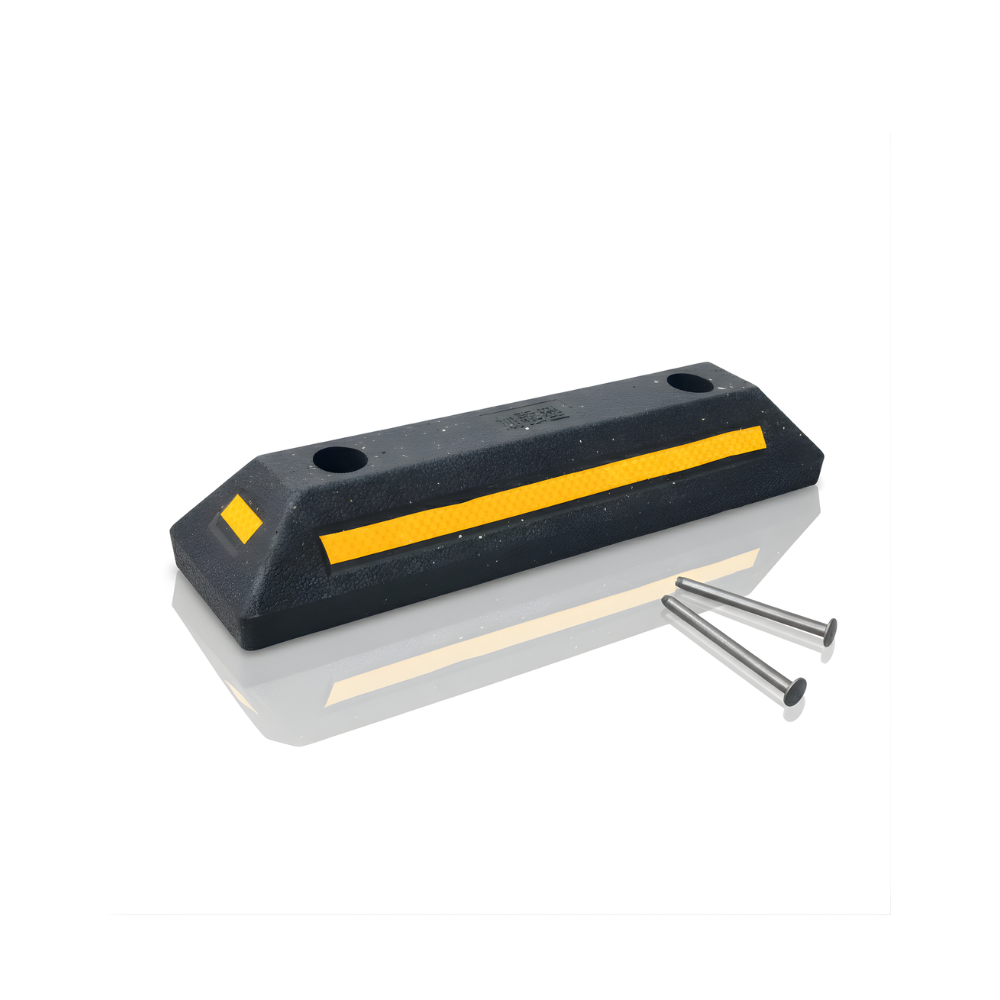 Wheel Stopper SSBO – Pengganjal Ban Mobil + 2 Baut Pemasangan Anti Geser, Aman untuk Parkiran & Garasi