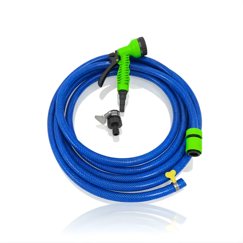 Paket Selang Air Serat Benang Biru SSBO ½ , ⅝, ¾ Inch – Nozzle 7 Mode, 2 Konektor & Fitting Lengkap – Kuat, Fleksibel & Siap Pakai