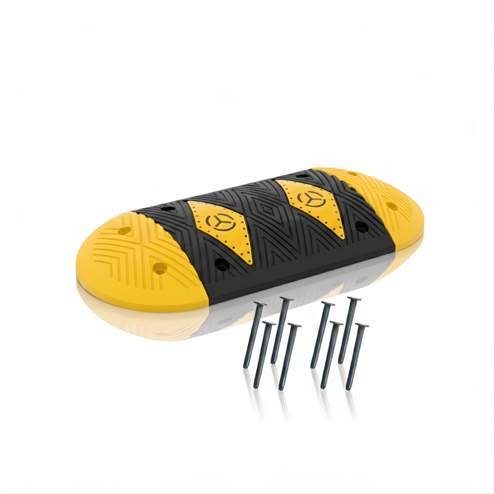 SSBO Paket Lengkap Polisi Tidur Karet 50 cm + 2 Ujung & 8 Baut  Pembatas Jalan Aman, Anti Slip & Tahan Lama