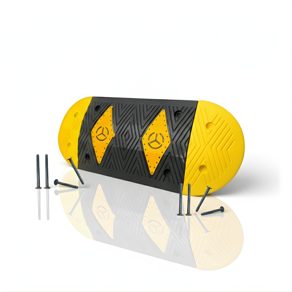 SSBO Paket Lengkap Polisi Tidur Karet 50 cm + 2 Ujung & 8 Baut  Pembatas Jalan Aman, Anti Slip & Tahan Lama