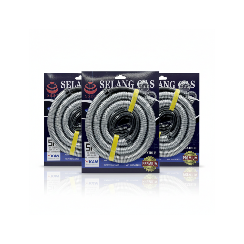 SSBO Paket Selang Gas dengan Ring & Selongsong Pengaman – Selang Gas Aman & Praktis Siap Pasang untuk Kompor LPG Rumah Tangga