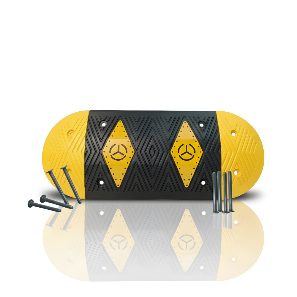 SSBO Paket Lengkap Polisi Tidur Karet 50 cm + 2 Ujung & 8 Baut  Pembatas Jalan Aman, Anti Slip & Tahan Lama