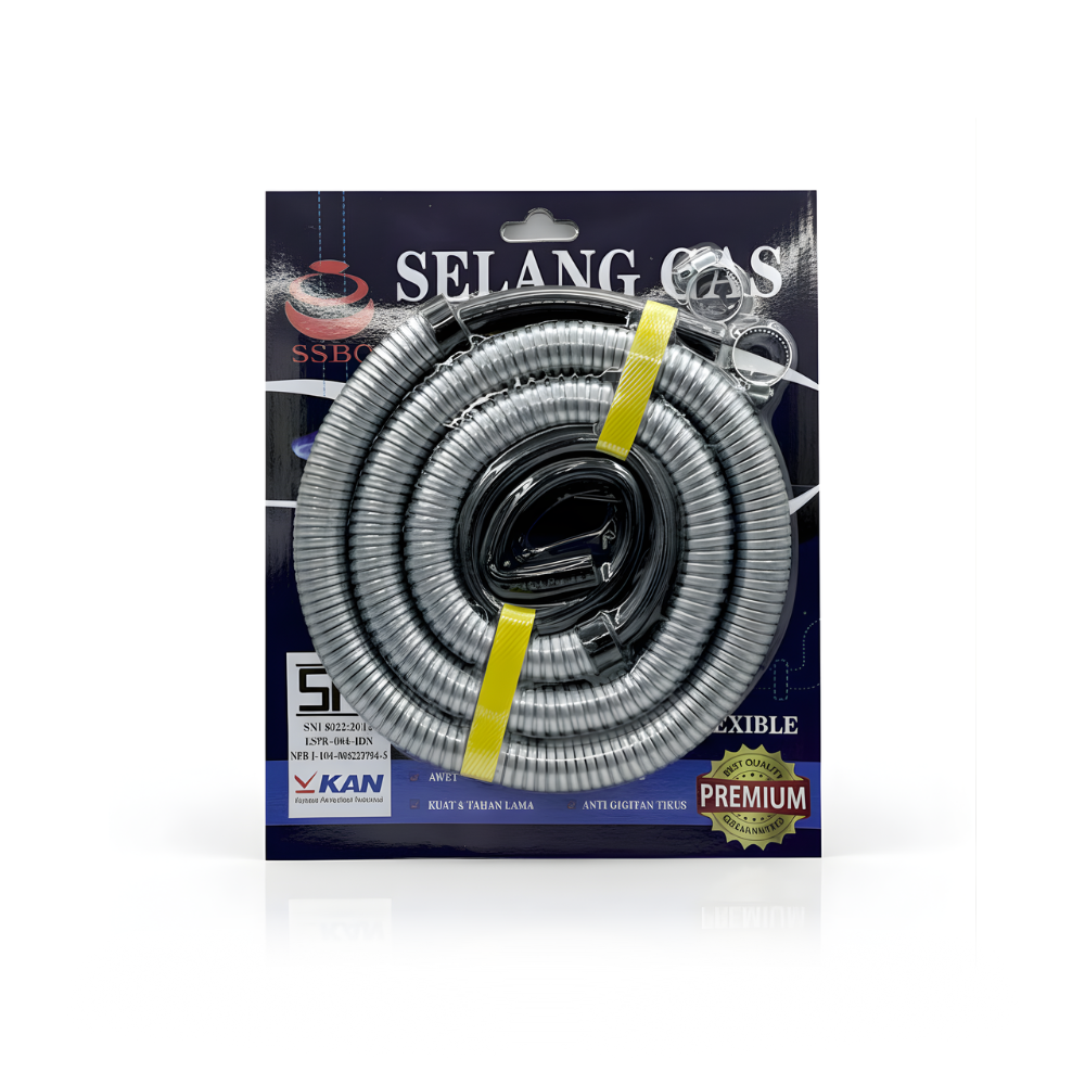 SSBO Paket Selang Gas dengan Ring & Selongsong Pengaman – Selang Gas Aman & Praktis Siap Pasang untuk Kompor LPG Rumah Tangga