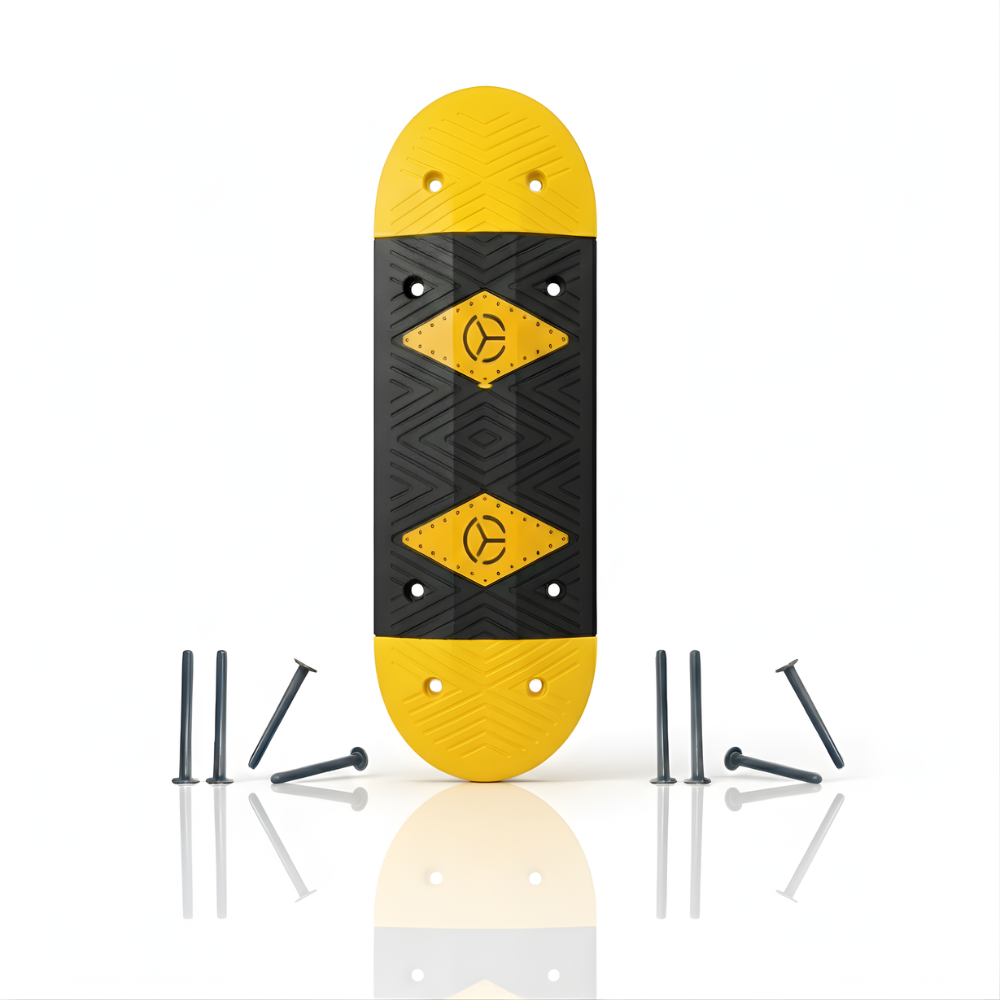 SSBO Paket Lengkap Polisi Tidur Karet 50 cm + 2 Ujung & 8 Baut  Pembatas Jalan Aman, Anti Slip & Tahan Lama