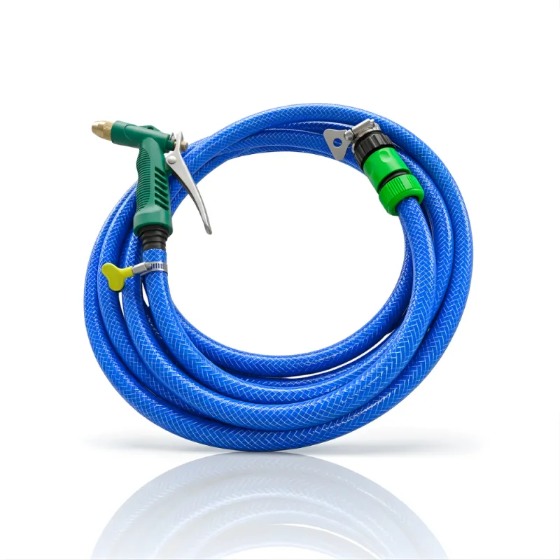 Paket Selang Air Serat Benang Biru SSBO ½ & ⅝ Inch – Water Gun Nozzle, 2 Konektor & Fitting Lengkap
