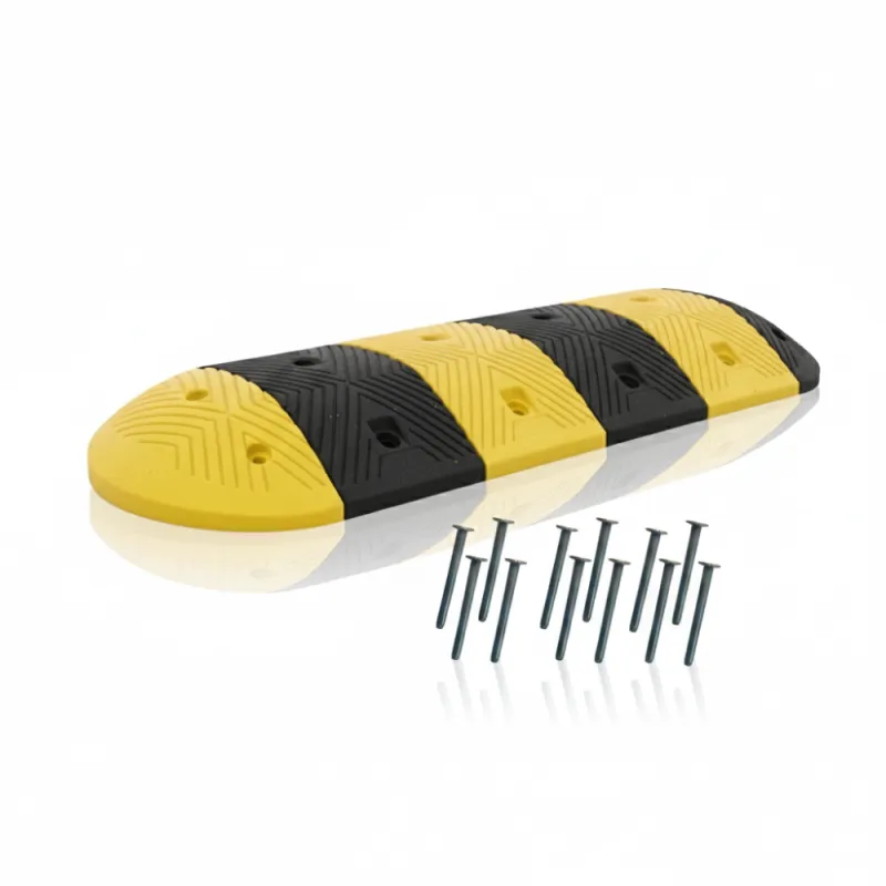 SSBO Paket Polisi Tidur Karet 4 cm – Ukuran 100 x 35 cm + 2 Ujung, Hitam Kuning Reflektif Anti Slip & Baut Pemasangan