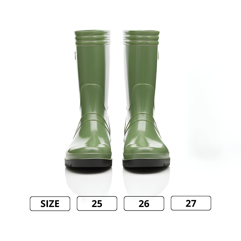 Sepatu Boot Karet Warna Hijau Anti Air & Anti Slip – Tinggi 25 cm, Kuat, Lentur & Nyaman Dipakai