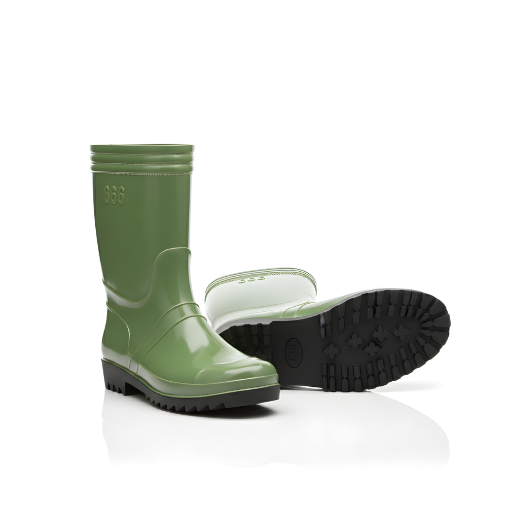 Sepatu Boot Karet Warna Hijau Anti Air & Anti Slip – Tinggi 25 cm, Kuat, Lentur & Nyaman Dipakai