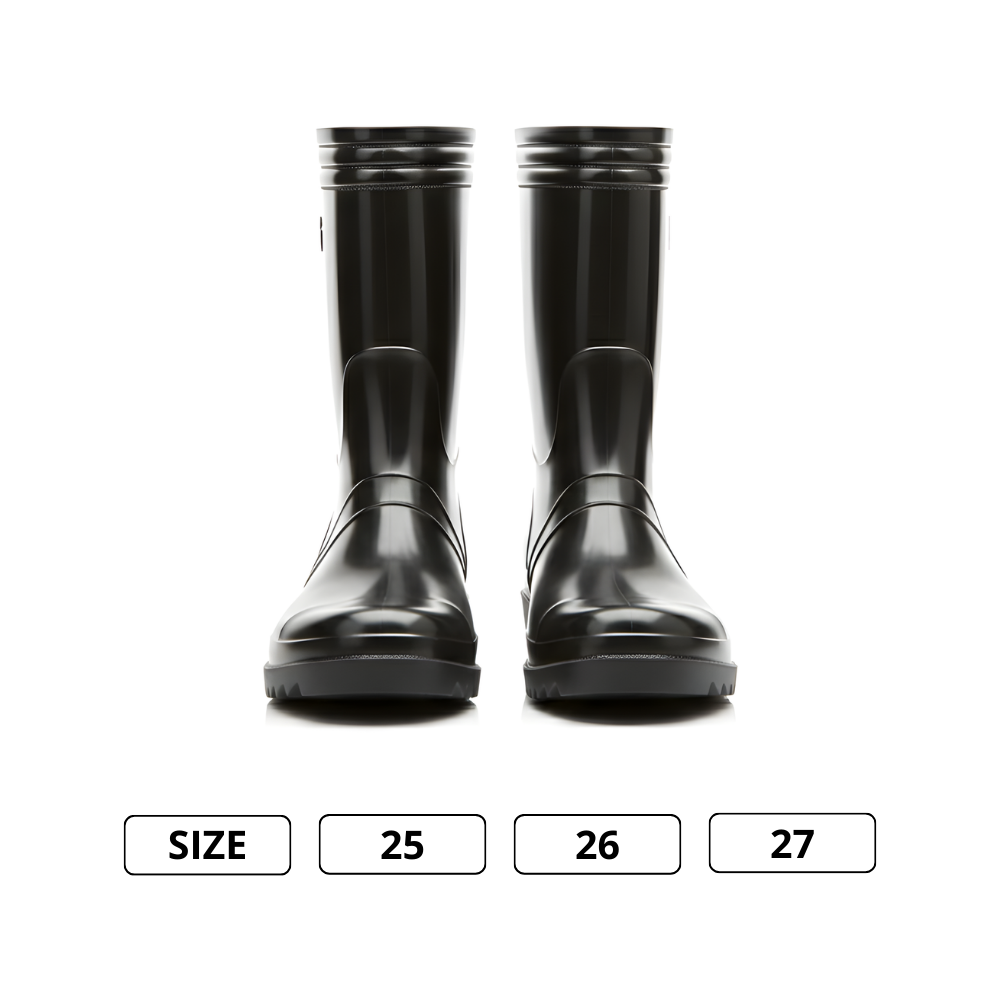 Sepatu Boot Karet Warna Hitam Anti Air & Anti Slip – Tinggi 25 cm, Kuat, Lentur & Nyaman Dipakai