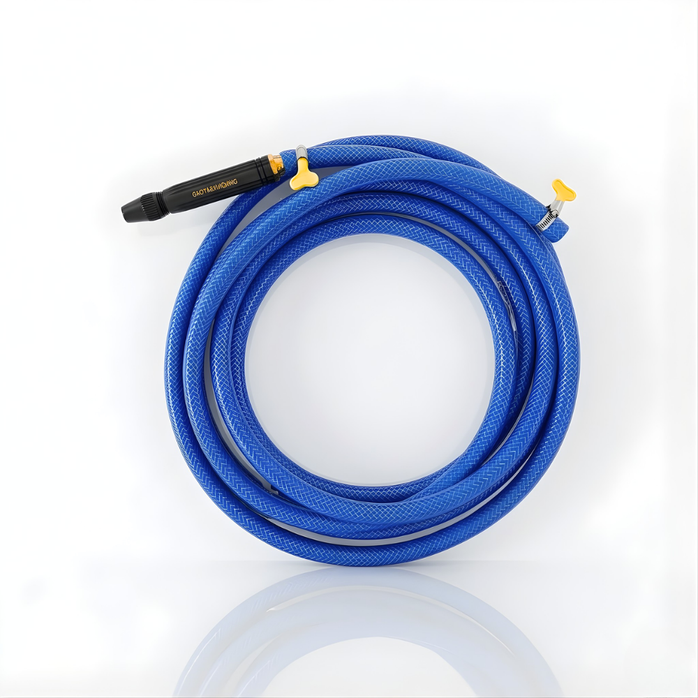 Selang Air PVC Serat Benang Biru ⅝ & ¾ Inch SSBO – Nozzle Stick + 2 Klem, Anti Lumut, Kuat & Fleksibel