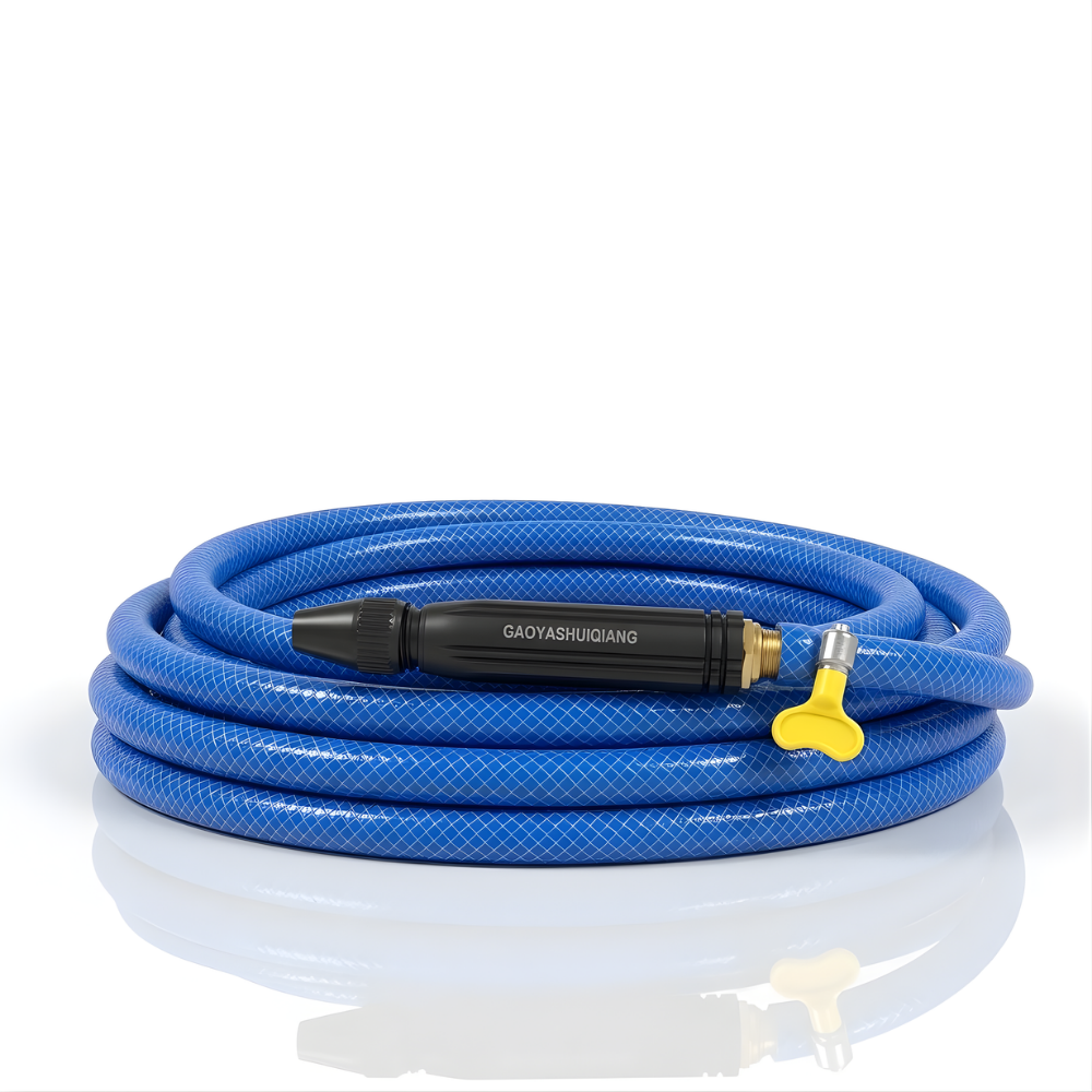 Selang Air PVC Serat Benang Biru ⅝ & ¾ Inch SSBO – Nozzle Stick + 2 Klem, Anti Lumut, Kuat & Fleksibel