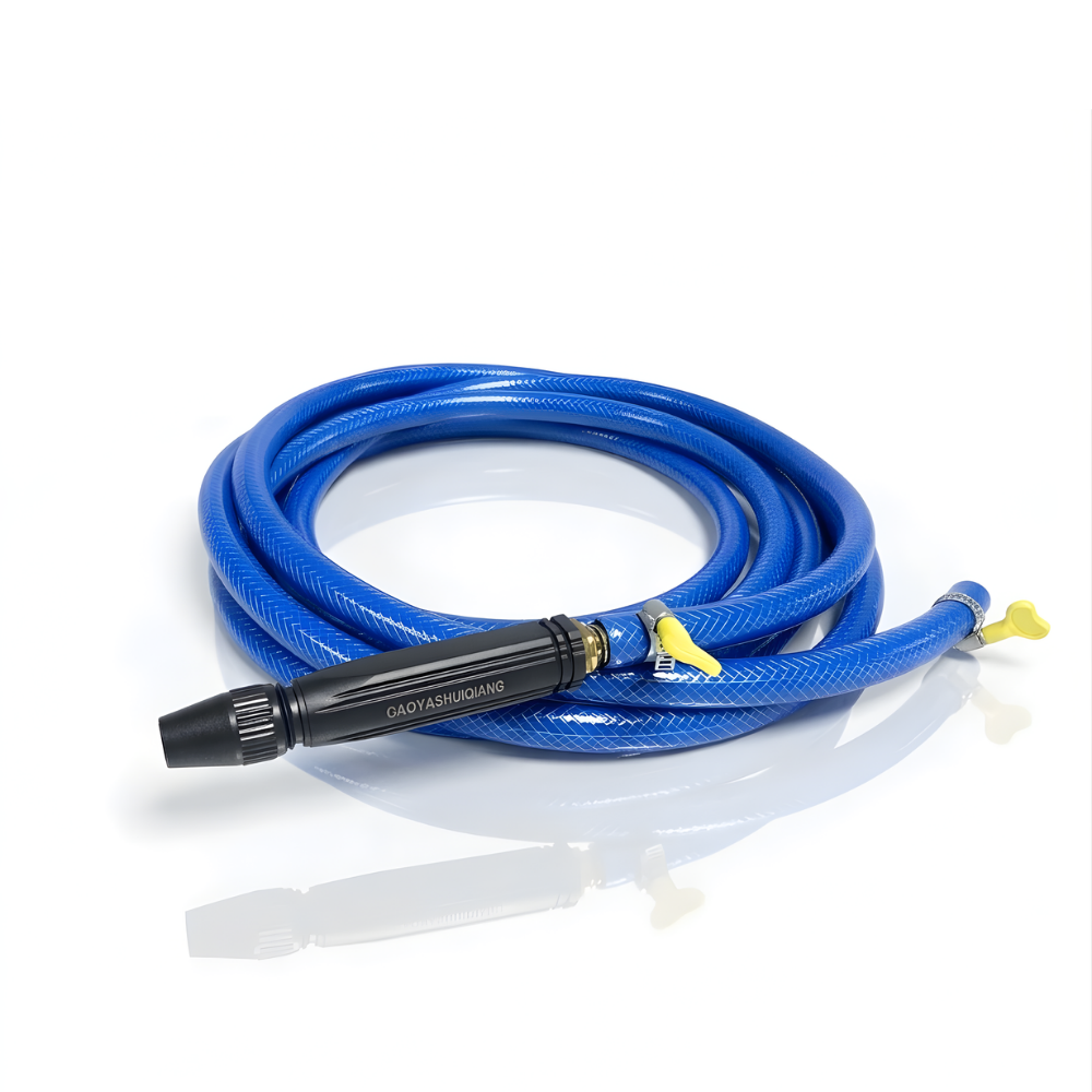 Selang Air PVC Serat Benang Biru ⅝ & ¾ Inch SSBO – Nozzle Stick + 2 Klem, Anti Lumut, Kuat & Fleksibel