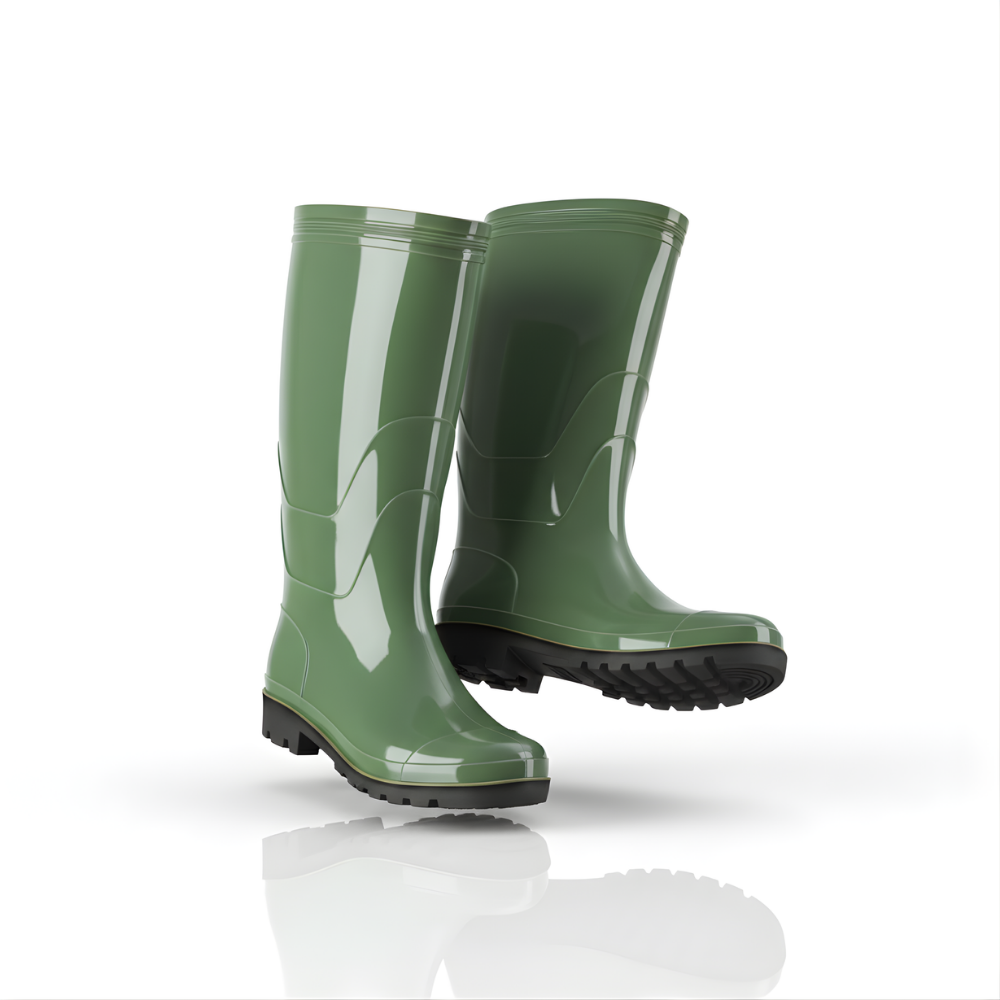 Sepatu Boot Karet PVC Premium Warna Hijau Anti Air & Anti Slip – Tinggi 38 cm, Kuat, Lentur & Nyaman Dipakai