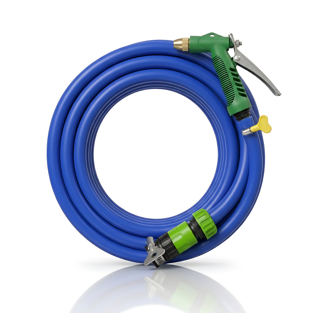 Selang Air Elastis SSBO 1,5 mm ½, ⅝, ¾ Inch + Water Gun Nozzle, 2 Konektor & Fitting Lengkap – Fleksibel, Kuat & Siap Pakai