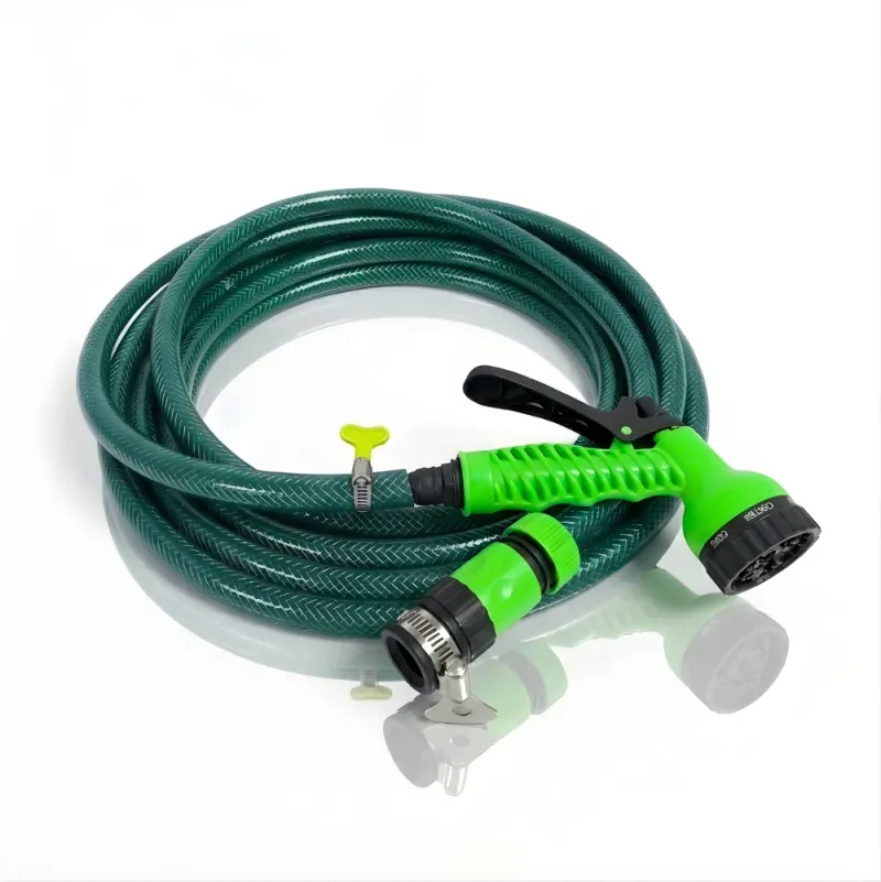 Paket Selang Air Serat Benang Hijau ½, ⅝, ¾ Inch SSBO – Nozzle 7 Mode, 2 Konektor & Fitting Lengkap – Kuat, Fleksibel & Siap Pakai