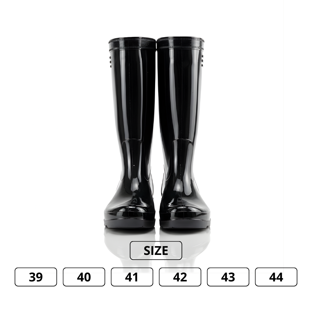 Sepatu Boot Karet PVC Premium Warna Hitam Anti Air & Anti Slip – Tinggi 35 cm, Kuat, Lentur & Nyaman Dipakai