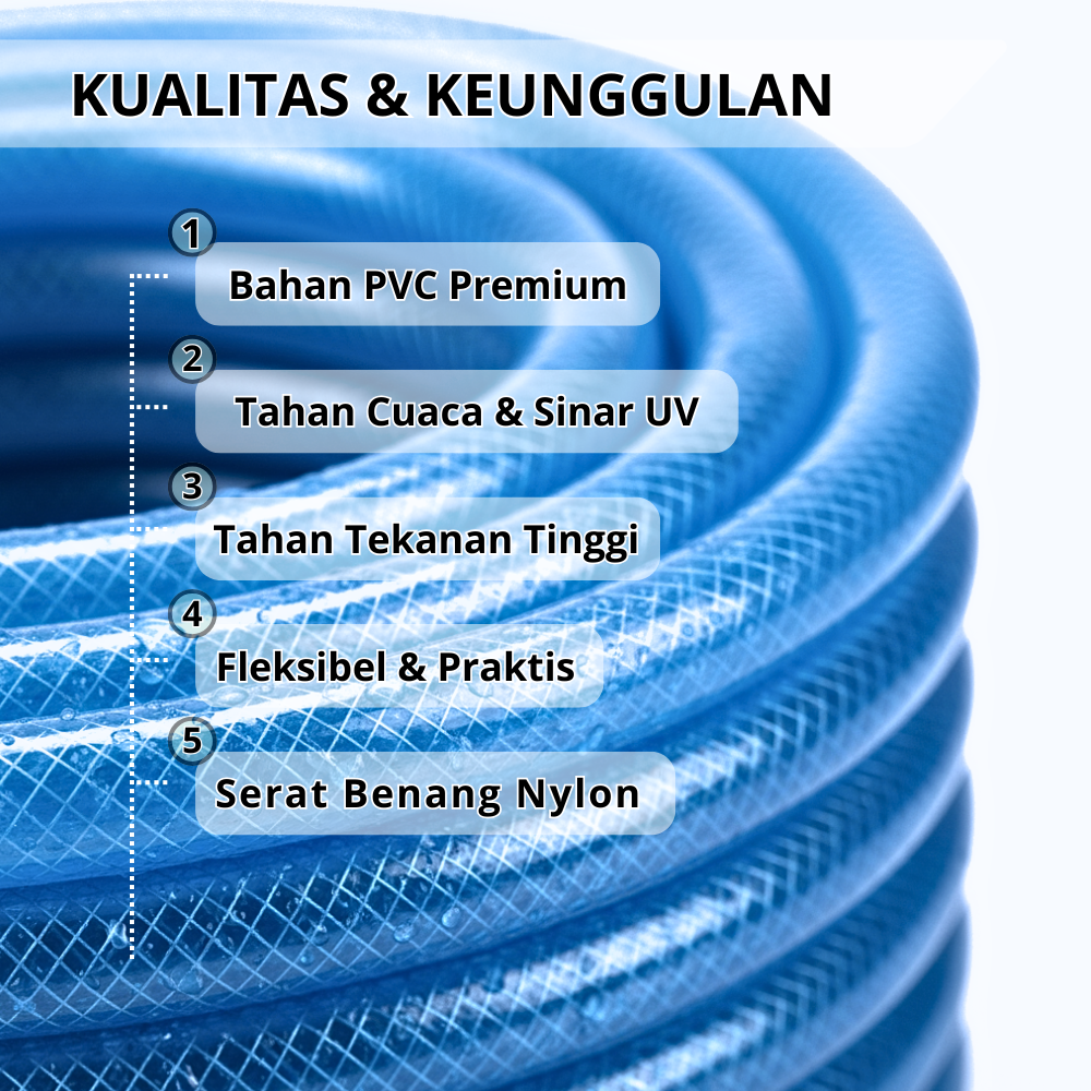 SSBO Selang Air Serat Benang Transparan Berbagai Ukuran – Serbaguna untuk Air, Cairan Kimia & Kebutuhan Industri