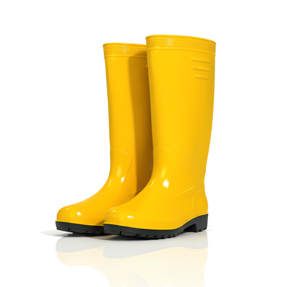 Sepatu Boot Karet PVC Premium Warna Kuning Anti Air & Anti Slip – Tinggi 38 cm, Kuat, Lentur & Nyaman Dipakai