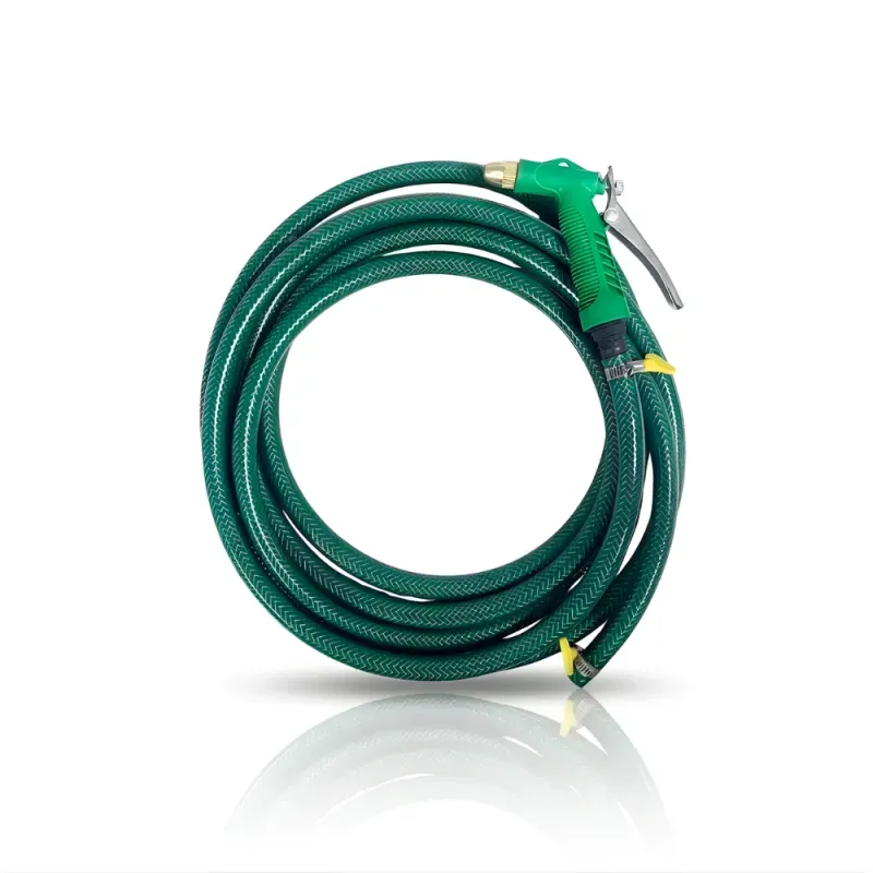 Selang Air PVC Serat Benang Hijau ½, ⅝, ¾ Inch SSBO dengan Nozzle C & Aksesoris Lengkap – Lentur, Kuat & Siap Pakai