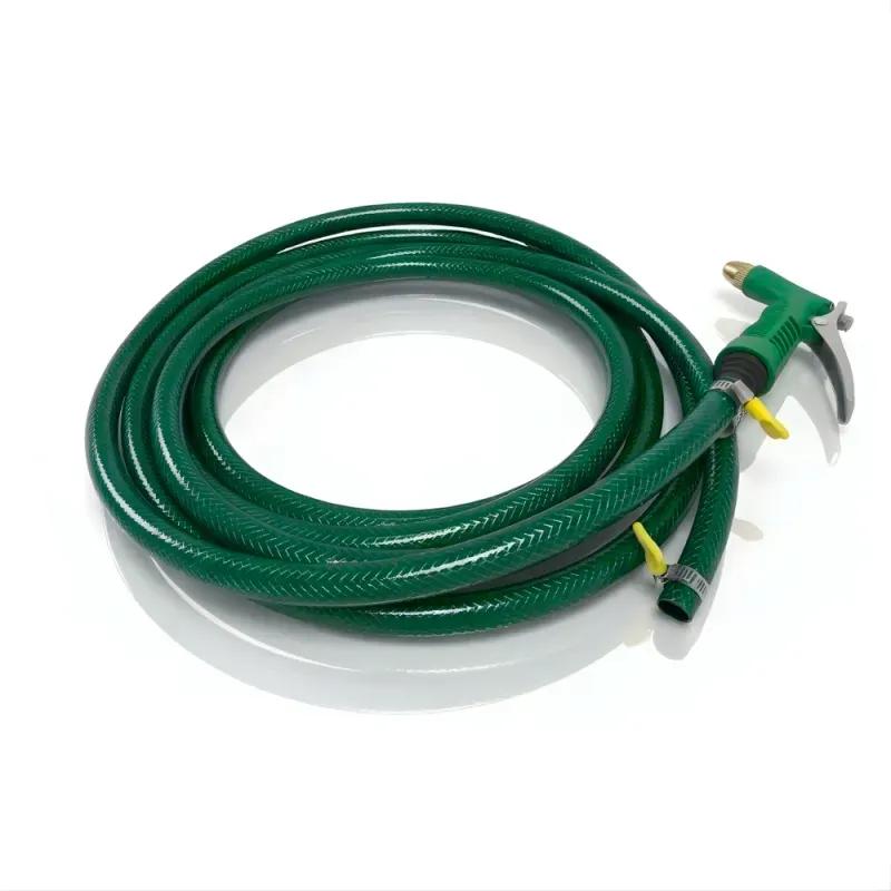 Selang Air PVC Serat Benang Hijau ½, ⅝, ¾ Inch SSBO dengan Nozzle C & Aksesoris Lengkap – Lentur, Kuat & Siap Pakai