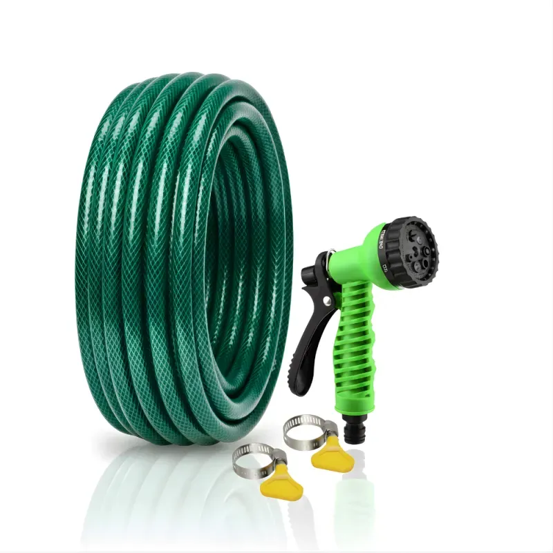 Selang Air PVC Serat Benang Hijau ⅝ & ¾ Inch SSBO – Nozzle Semprotan 7 Mode + 2 Klem – Kuat, Fleksibel, Anti Lipat & Siap Pakai