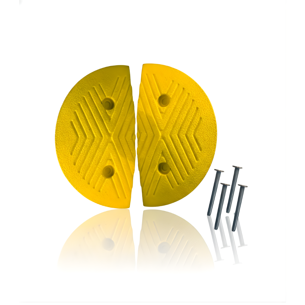 2 Ujung Polisi Tidur SSBO 4×18×35 cm – Warna Kuning + 4 Baut Pemasangan, Anti Slip & Mudah Dipasang