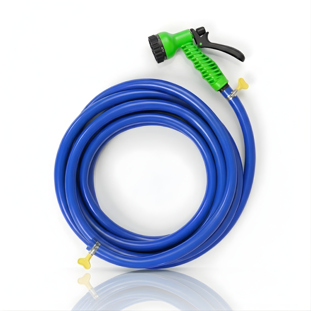 Selang Air Elastis 1.5 mm SSBO ⅝ & ¾ Inch + Nozzle Semprot 7 Mode + 2 Klem Pengunci – Fleksibel, Kuat, Tahan Tekanan & Siap Pakai