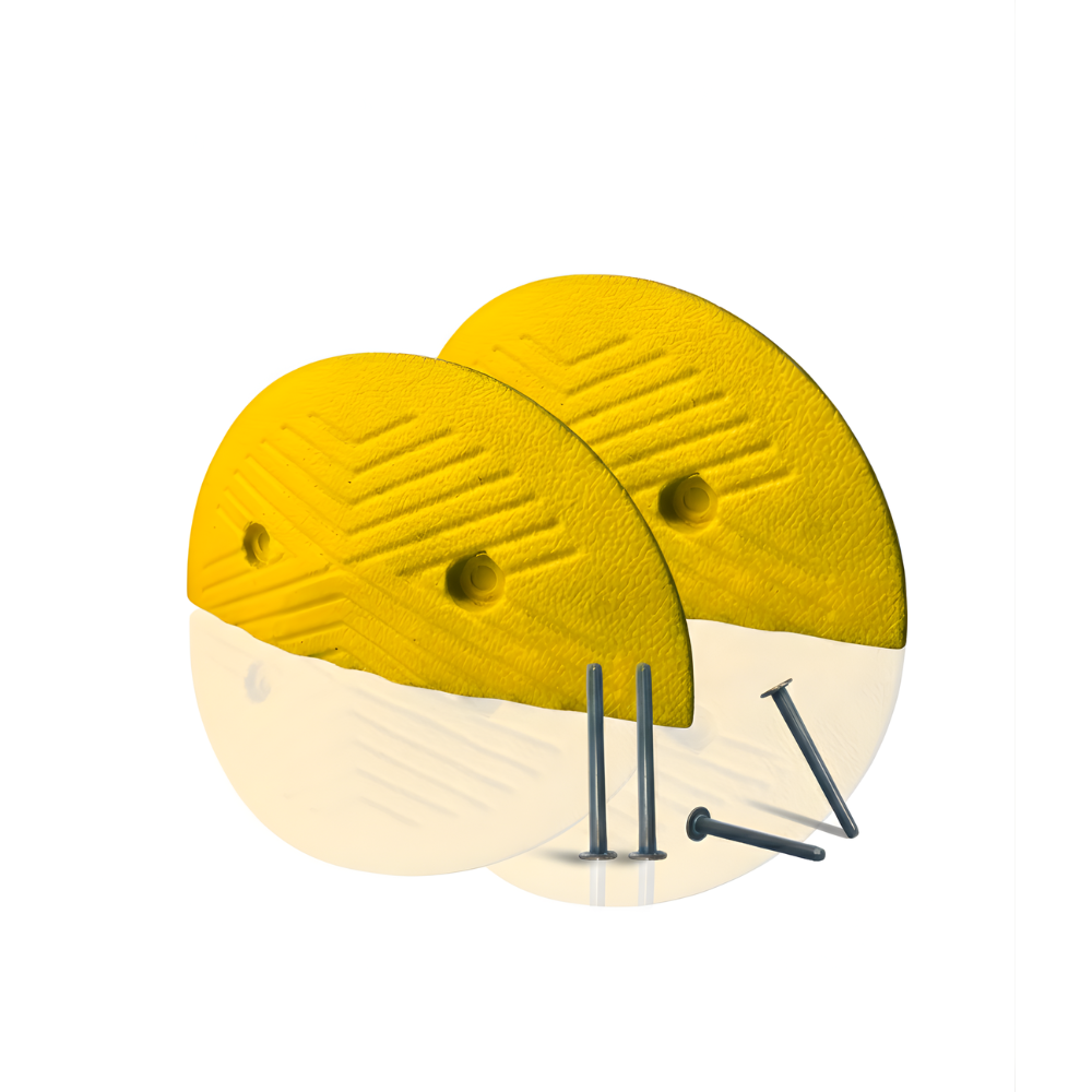 2 Ujung Polisi Tidur SSBO 4×18×35 cm – Warna Kuning + 4 Baut Pemasangan, Anti Slip & Mudah Dipasang