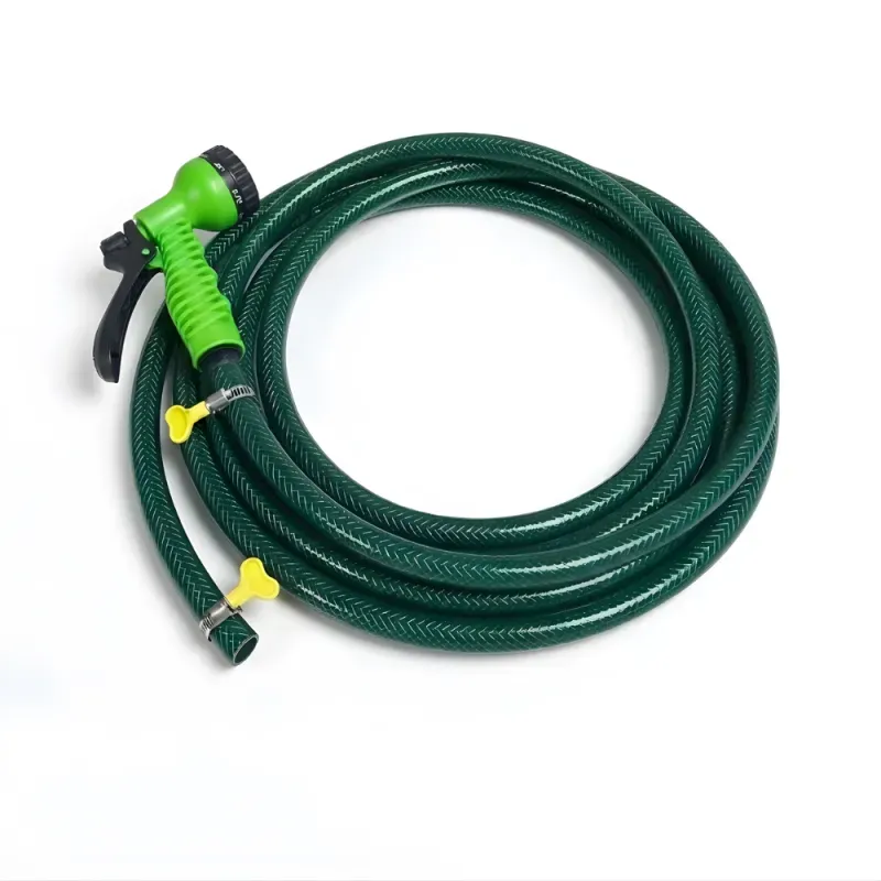 Selang Air PVC Serat Benang Hijau ⅝ & ¾ Inch SSBO – Nozzle Semprotan 7 Mode + 2 Klem – Kuat, Fleksibel, Anti Lipat & Siap Pakai