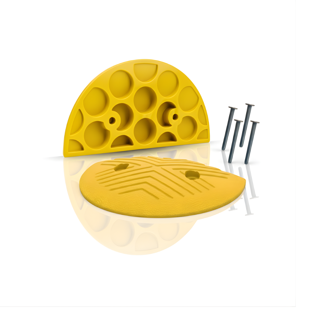 2 Ujung Polisi Tidur SSBO 4×18×35 cm – Warna Kuning + 4 Baut Pemasangan, Anti Slip & Mudah Dipasang