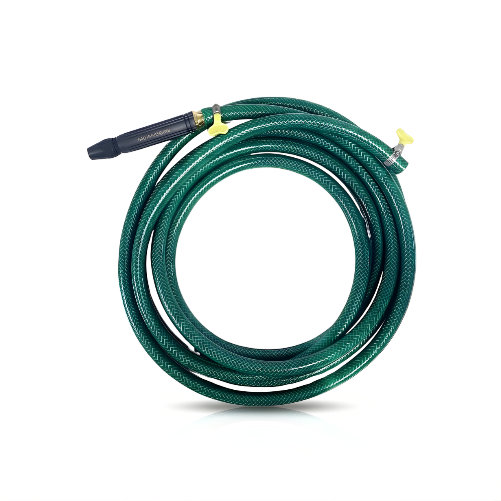 Selang Air PVC Serat Benang Hijau ⅝ & ¾ Inch SSBO – Nozzle Stick + 2 Klem – Kuat, Fleksibel, Anti Lumut & Siap Pakai