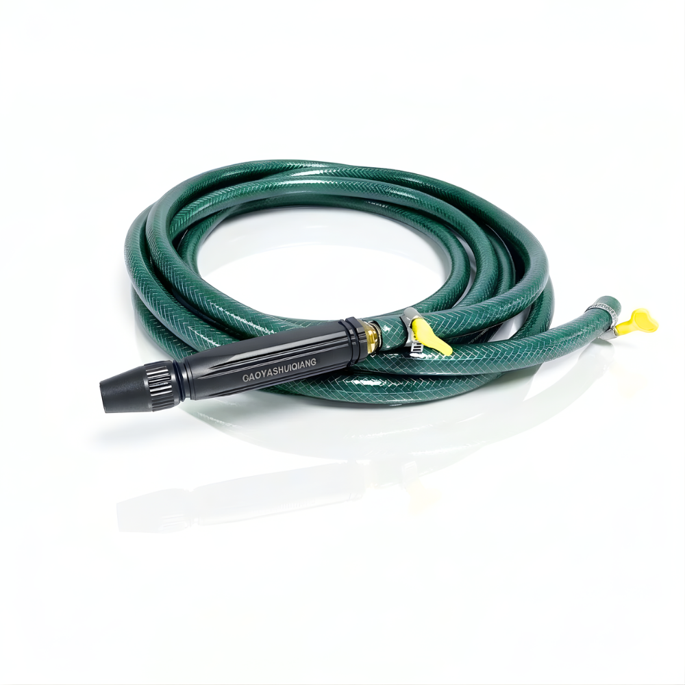 Selang Air PVC Serat Benang Hijau ⅝ & ¾ Inch SSBO – Nozzle Stick + 2 Klem – Kuat, Fleksibel, Anti Lumut & Siap Pakai