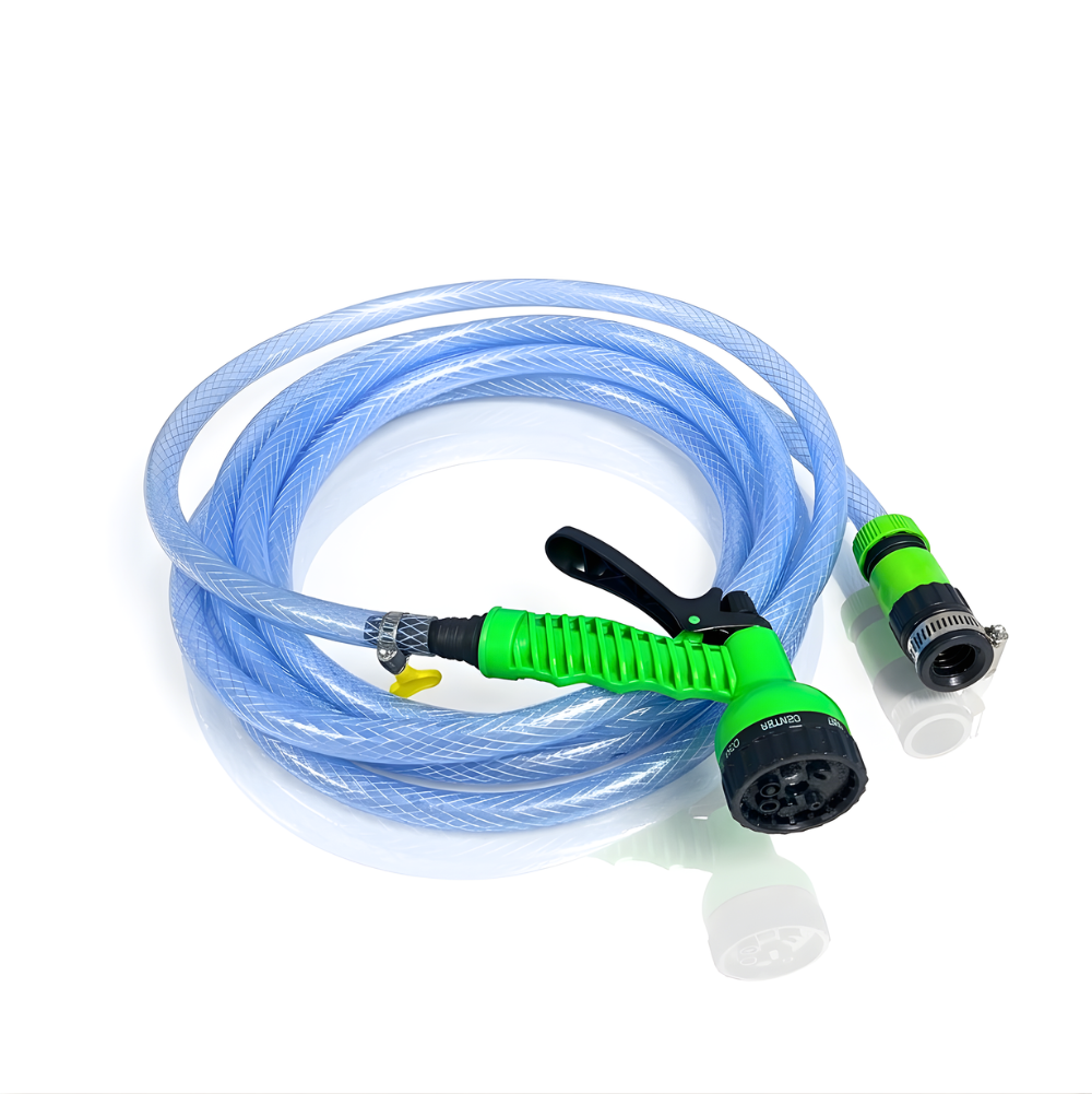 Paket Selang Air Serat Benang Transparan SSBO ½, ⅝, ¾ Inch – Nozzle 7 Mode, 2 Konektor & Fitting Lengkap – Kuat, Fleksibel & Siap Pakai