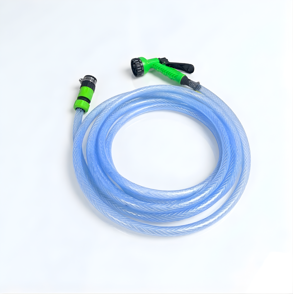 Paket Selang Air Serat Benang Transparan SSBO ½, ⅝, ¾ Inch – Nozzle 7 Mode, 2 Konektor & Fitting Lengkap – Kuat, Fleksibel & Siap Pakai