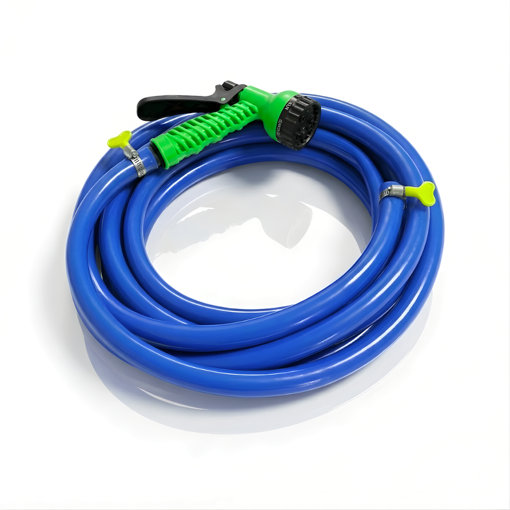 Selang Air Elastis 1.5 mm SSBO ⅝ & ¾ Inch + Nozzle Semprot 7 Mode + 2 Klem Pengunci – Fleksibel, Kuat, Tahan Tekanan & Siap Pakai