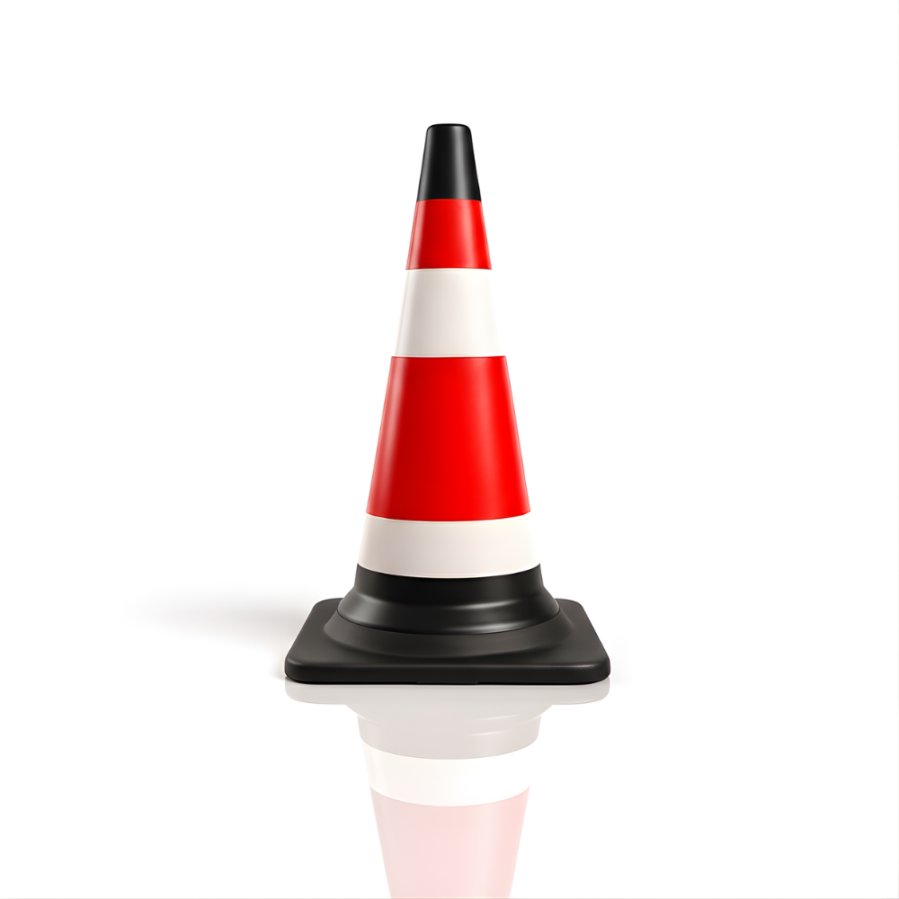 Cone Lalu Lintas Full Hitam 70×37 cm SSBO – Dengan 2 Reflektor Terang, Selimut Lepasan, dan Bahan PVC Tahan Cuaca