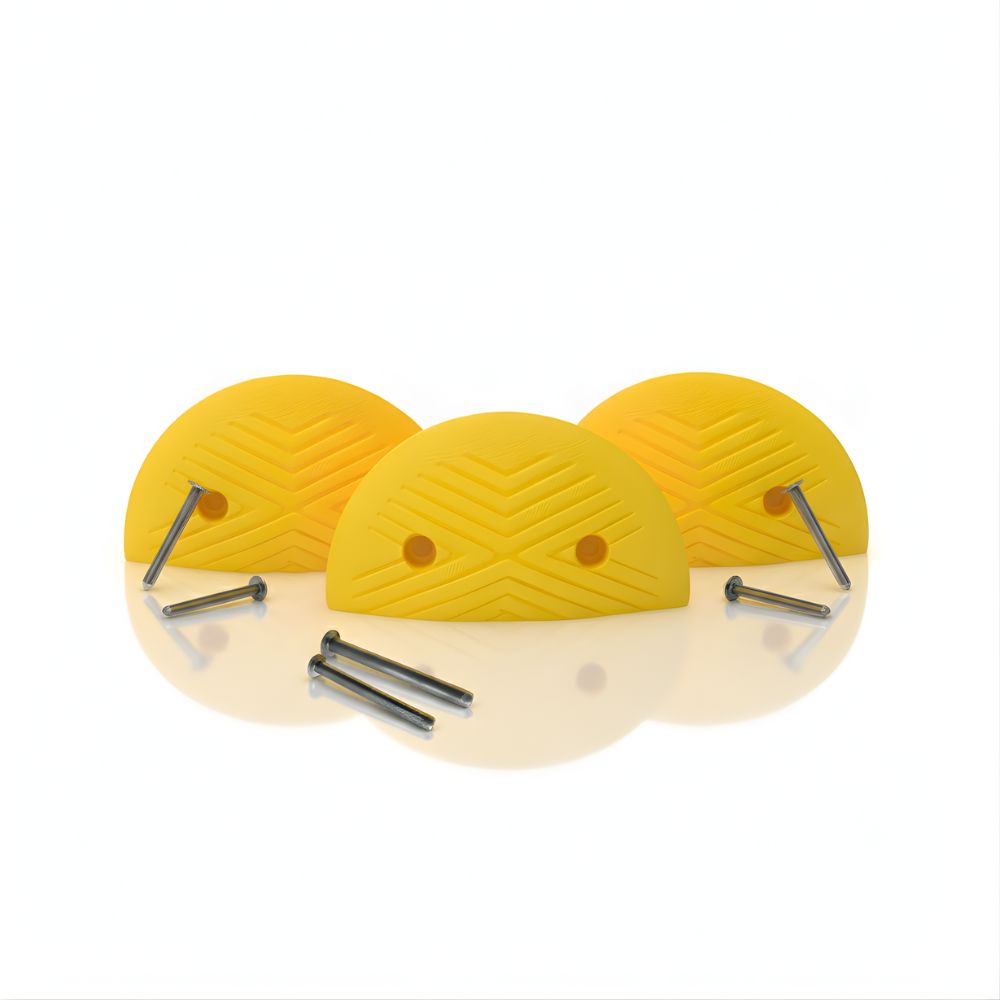 Ujung Polisi Tidur SSBO 4×18×35 – Warna Kuning + 2 Baut Pemasangan, Anti Slip & Mudah Dipasang