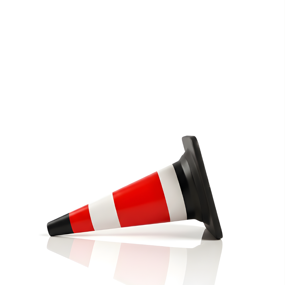 Cone Lalu Lintas Full Hitam 70×37 cm SSBO – Dengan 2 Reflektor Terang, Selimut Lepasan, dan Bahan PVC Tahan Cuaca