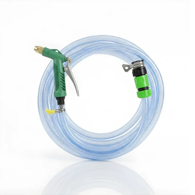 Paket Selang Air Serat Benang Transparan SSBO ½”, ⅝” & ¾” – Dilengkapi Nozzle 4 Mode, 2 Konektor & Fitting Lengkap
