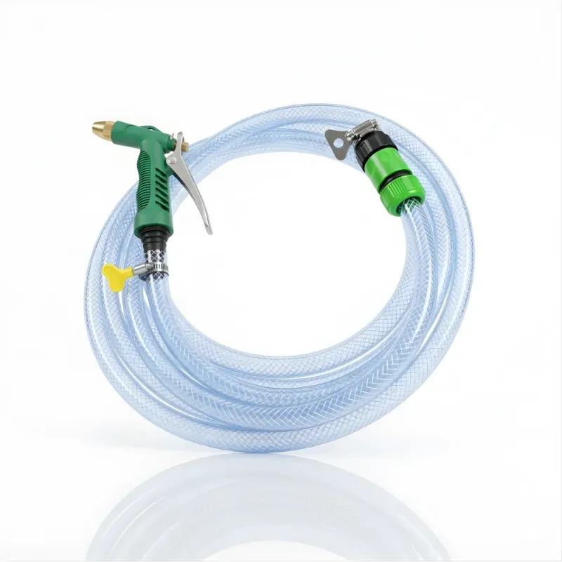 Paket Selang Air Serat Benang Transparan SSBO ½”, ⅝” & ¾” – Dilengkapi Nozzle 4 Mode, 2 Konektor & Fitting Lengkap