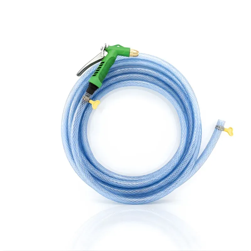 Paket Selang Air Serat Benang Transparan SSBO ½”, ⅝”, ¾” – Dilengkapi Nozzle Semprotan 4 Mode 2 Klem, Tahan Tekanan & Siap Pakai