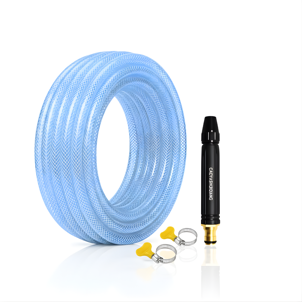 Selang Air PVC Serat Benang Transparan SSBO ⅝ & ¾ Inch – Nozzle Stick + 2 Klem, Kuat, Fleksibel, Anti Lumut & Siap Pakai