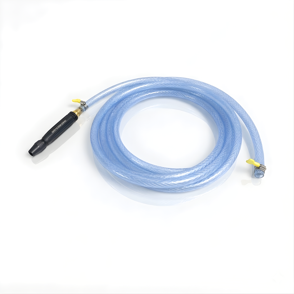 Selang Air PVC Serat Benang Transparan SSBO ⅝ & ¾ Inch – Nozzle Stick + 2 Klem, Kuat, Fleksibel, Anti Lumut & Siap Pakai