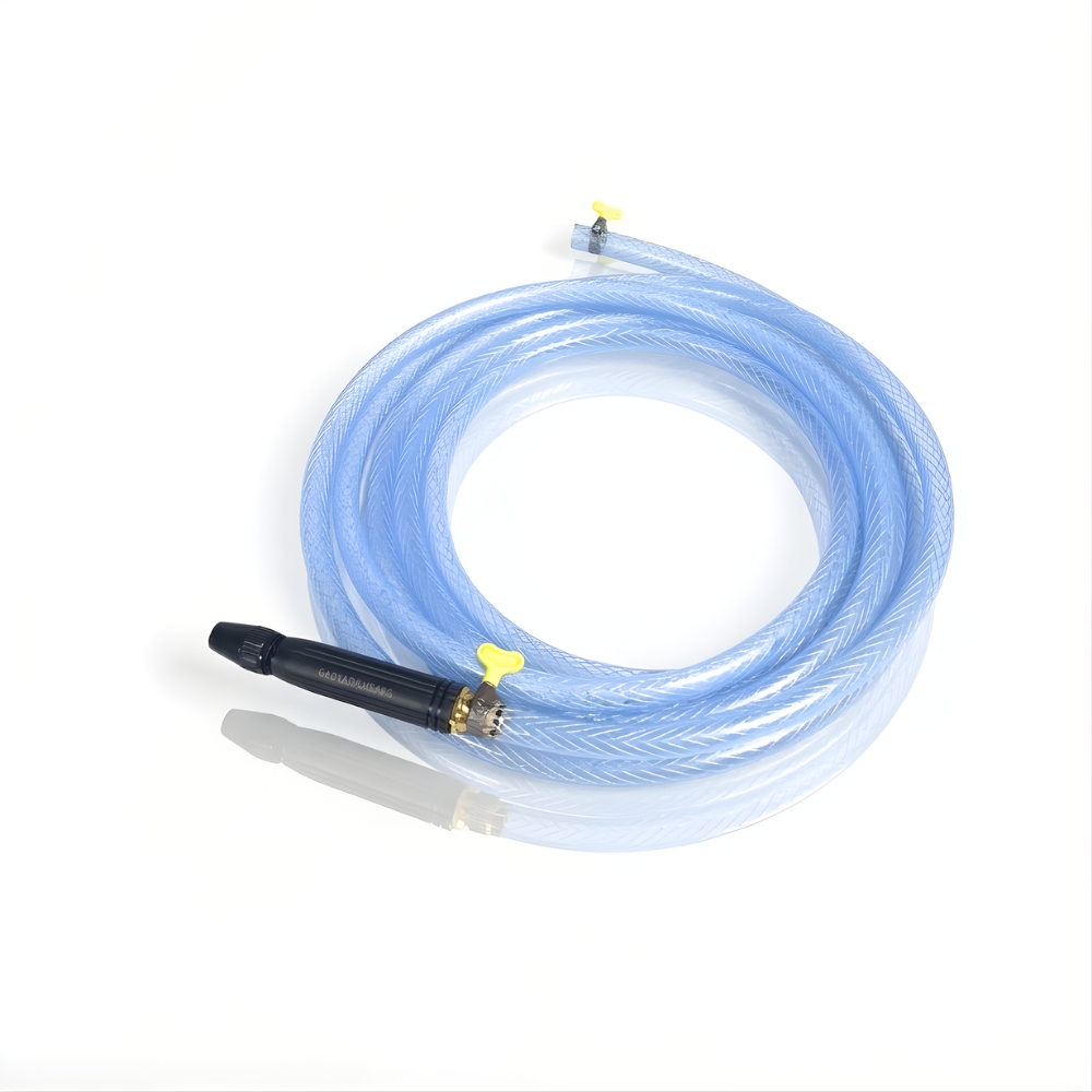 Selang Air PVC Serat Benang Transparan SSBO ⅝ & ¾ Inch – Nozzle Stick + 2 Klem, Kuat, Fleksibel, Anti Lumut & Siap Pakai