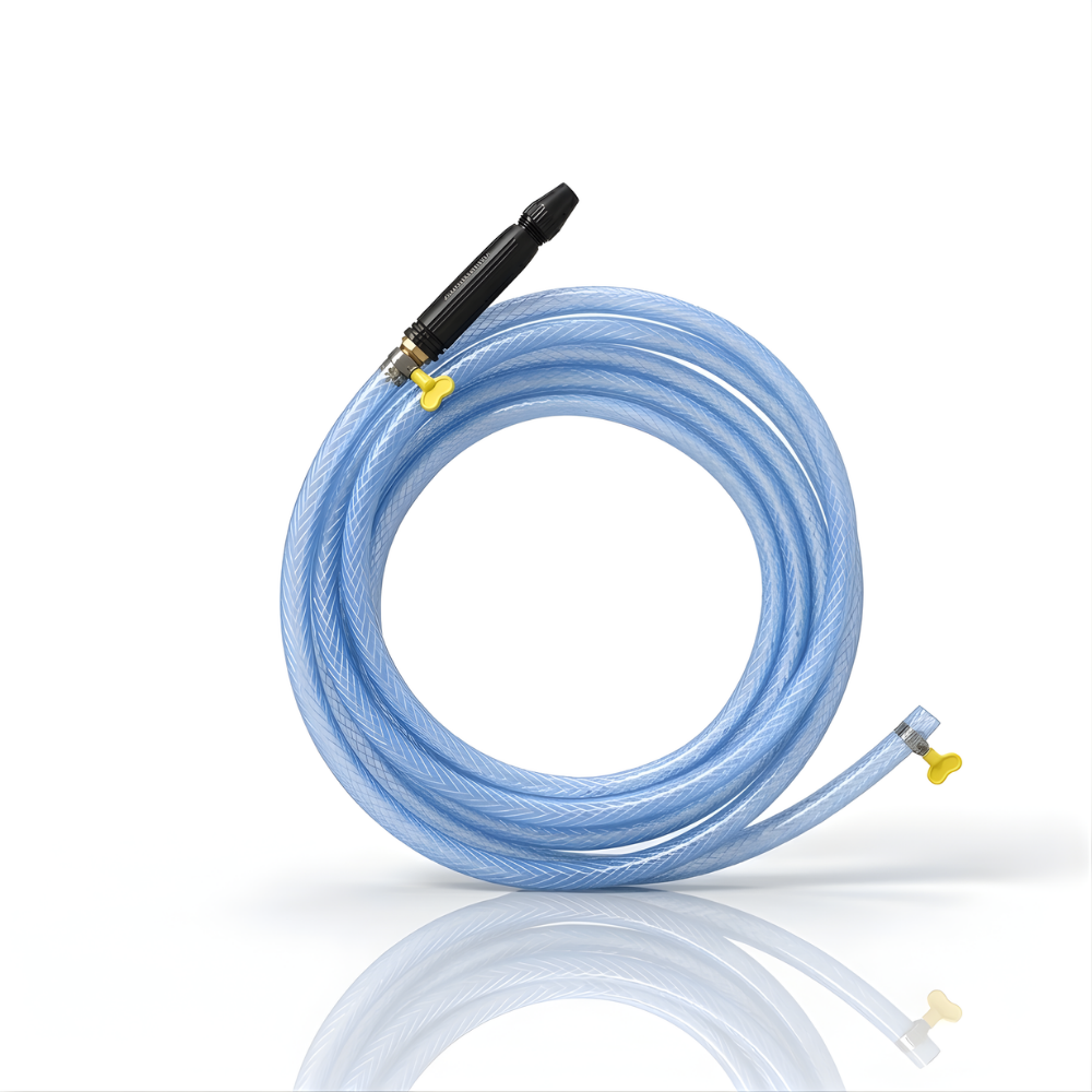 Selang Air PVC Serat Benang Transparan SSBO ⅝ & ¾ Inch – Nozzle Stick + 2 Klem, Kuat, Fleksibel, Anti Lumut & Siap Pakai