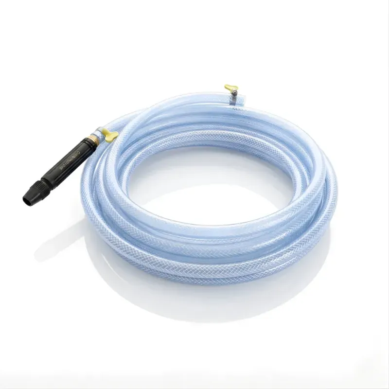 Selang Air PVC Serat Benang Transparan SSBO ⅝ & ¾ Inch – Nozzle Stick + 2 Klem, Kuat, Fleksibel, Anti Lumut & Siap Pakai